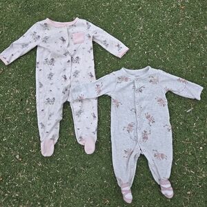 🧚‍♀️2 Onsie long Sleeve/Footie Pajamas bundle, Size 3-6 Month
